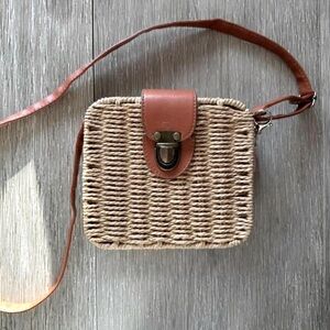 Wicker Crossbody Bag Woven Natural Tan